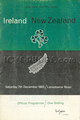 Ireland v New Zealand 1963 rugby  Programme